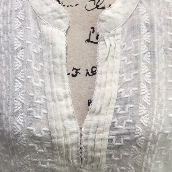 🆕 MNG Embroidered Aztec Blouse Split Neckline 3/4 Sleeves Cream NWOT - Picture 3 of 12